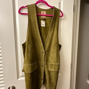 Free people dark olive suede vest